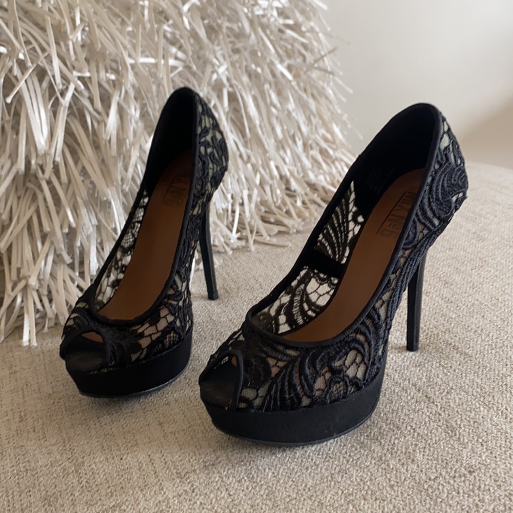 🪞NEW stunning black nude lace open toe heels in size 6 - Picture 17 of 17